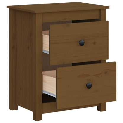 Sängbord 2 st honungsbrun 50x35x61,5 cm massiv furu