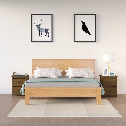 Sängbord 2 st honungsbrun 50x35x61,5 cm massiv furu