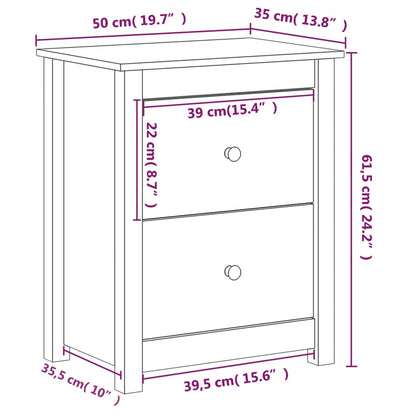 Sängbord 2 st honungsbrun 50x35x61,5 cm massiv furu