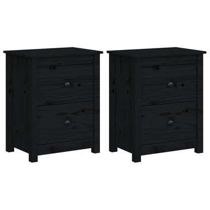 Sängbord 2 st svart 50x35x61,5 cm massiv furu
