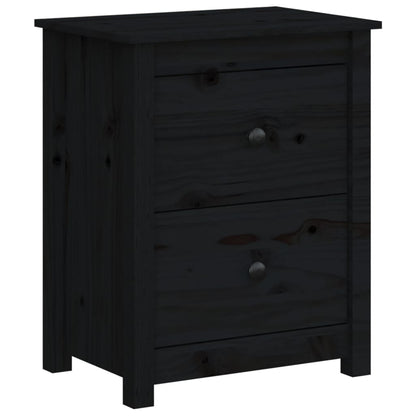 Sängbord 2 st svart 50x35x61,5 cm massiv furu