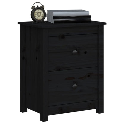 Sängbord 2 st svart 50x35x61,5 cm massiv furu