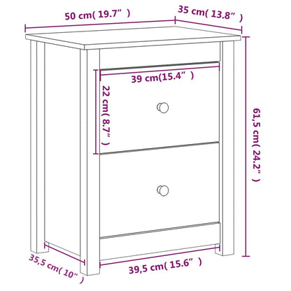 Sängbord 2 st svart 50x35x61,5 cm massiv furu
