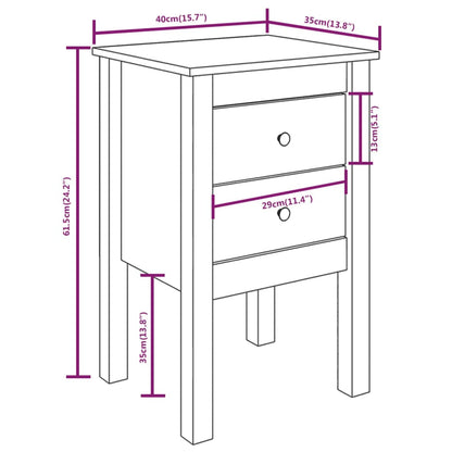 Sängbord 2 st 40x35x61,5 cm massiv furu