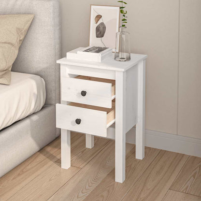 Sängbord 2 st vit 40x35x61,5 cm massiv furu
