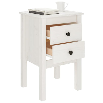 Sängbord 2 st vit 40x35x61,5 cm massiv furu