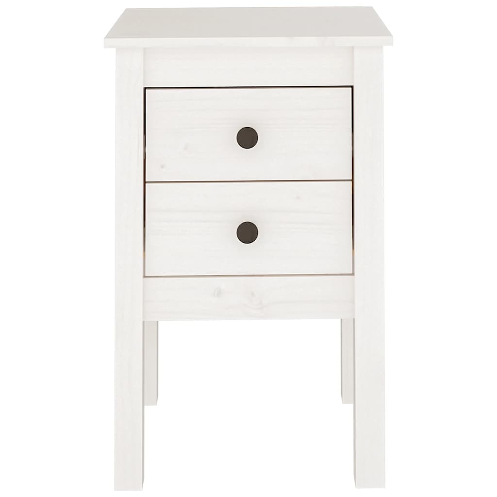 Sängbord 2 st vit 40x35x61,5 cm massiv furu