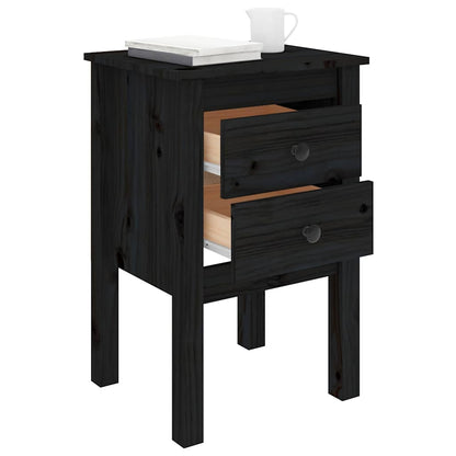 Sängbord 2 st svart 40x35x61,5 cm massiv furu