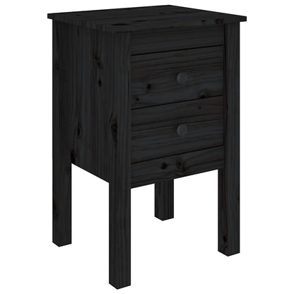 Sängbord 2 st svart 40x35x61,5 cm massiv furu