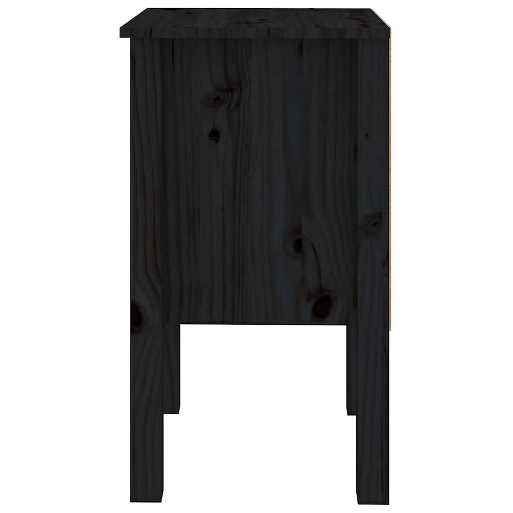 Sängbord 2 st svart 40x35x61,5 cm massiv furu