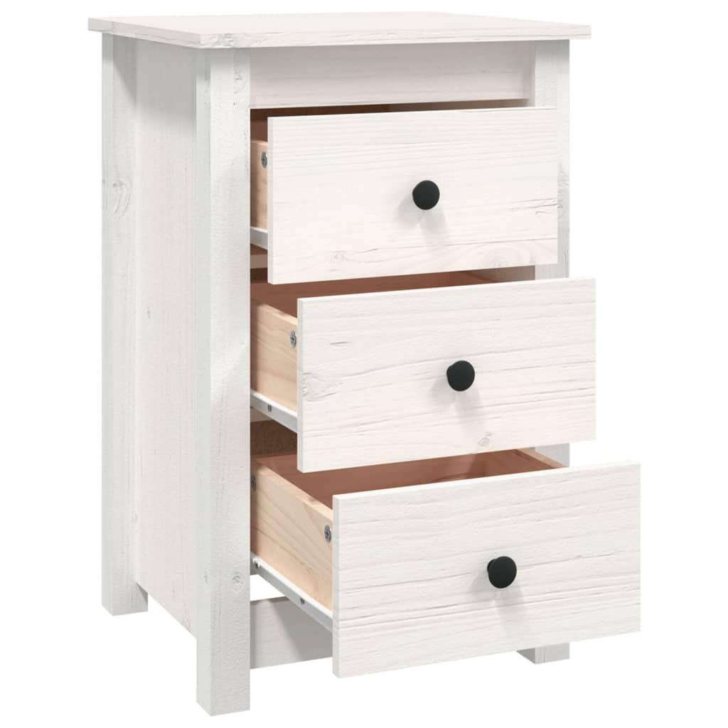 Sängbord vit 40x35x61,5 cm massiv furu