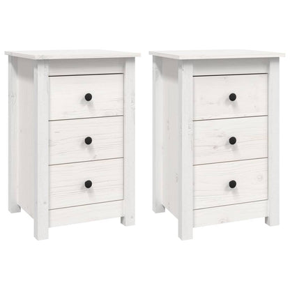 Sängbord 2 st vit 40x35x61,5 cm massiv furu