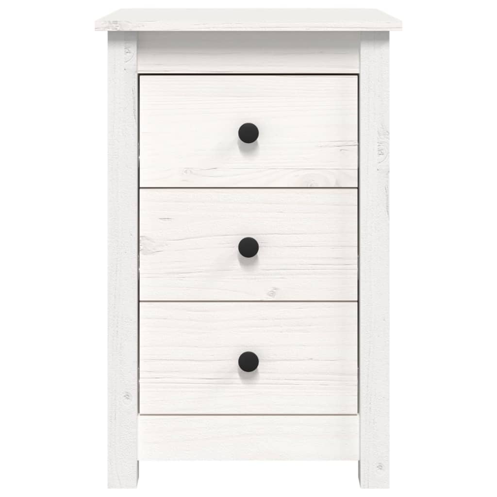 Sängbord 2 st vit 40x35x61,5 cm massiv furu
