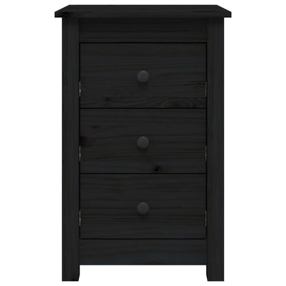Sängbord 2 st svart 40x35x61,5 cm massiv furu