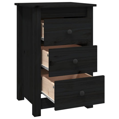 Sängbord 2 st svart 40x35x61,5 cm massiv furu