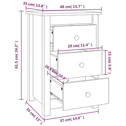 Sängbord 2 st svart 40x35x61,5 cm massiv furu