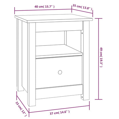 Sängbord 2 st 40x35x49 cm massiv furu