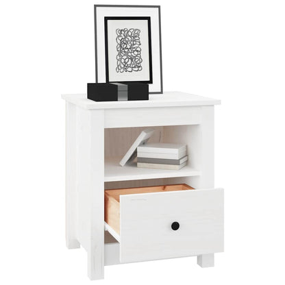 Sängbord 2 st vit 40x35x49 cm massiv furu