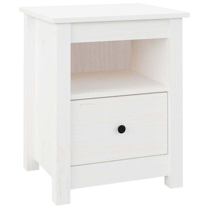 Sängbord 2 st vit 40x35x49 cm massiv furu