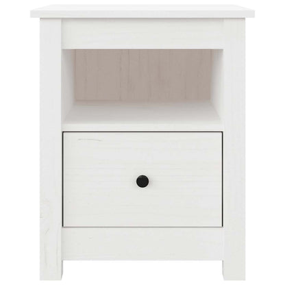 Sängbord 2 st vit 40x35x49 cm massiv furu
