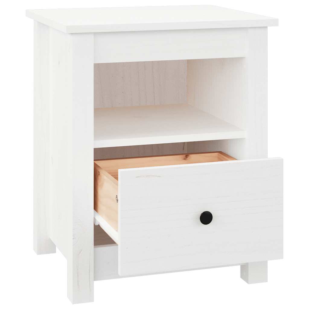 Sängbord 2 st vit 40x35x49 cm massiv furu