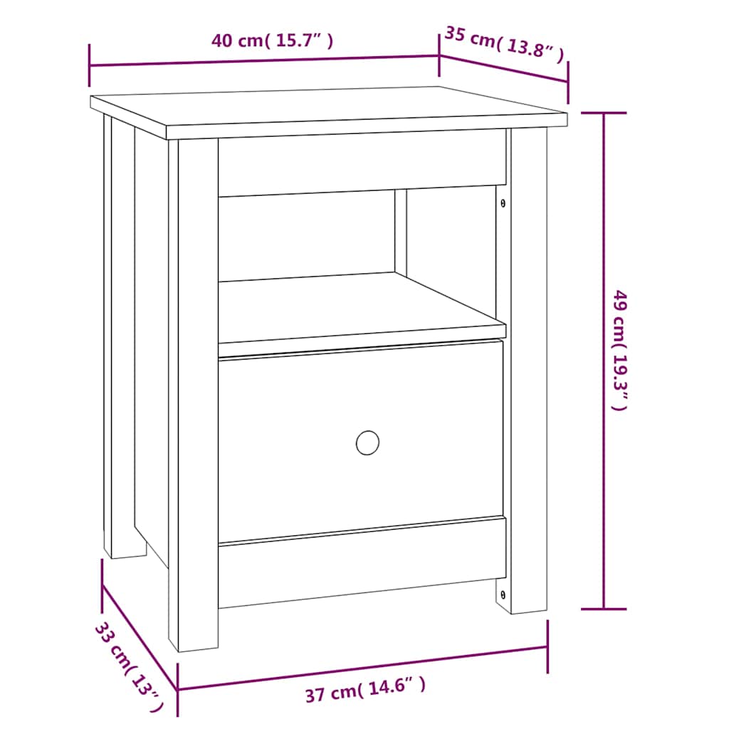 Sängbord 2 st honungsbrun 40x35x49 cm massiv furu