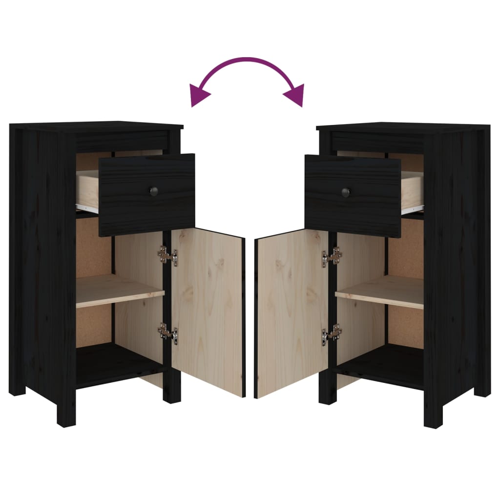 Skänk Svart 40x35x80 cm massiv furu