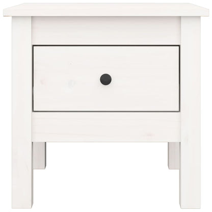 Sidobord 2 st vit 40x40x39 cm massivt furuträ
