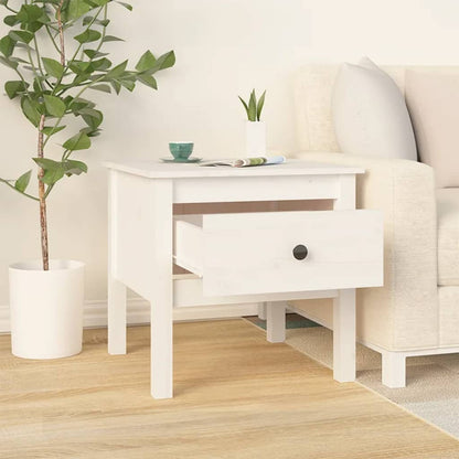 Sidobord Vit 2 st 50x50x49 cm massivt furuträ