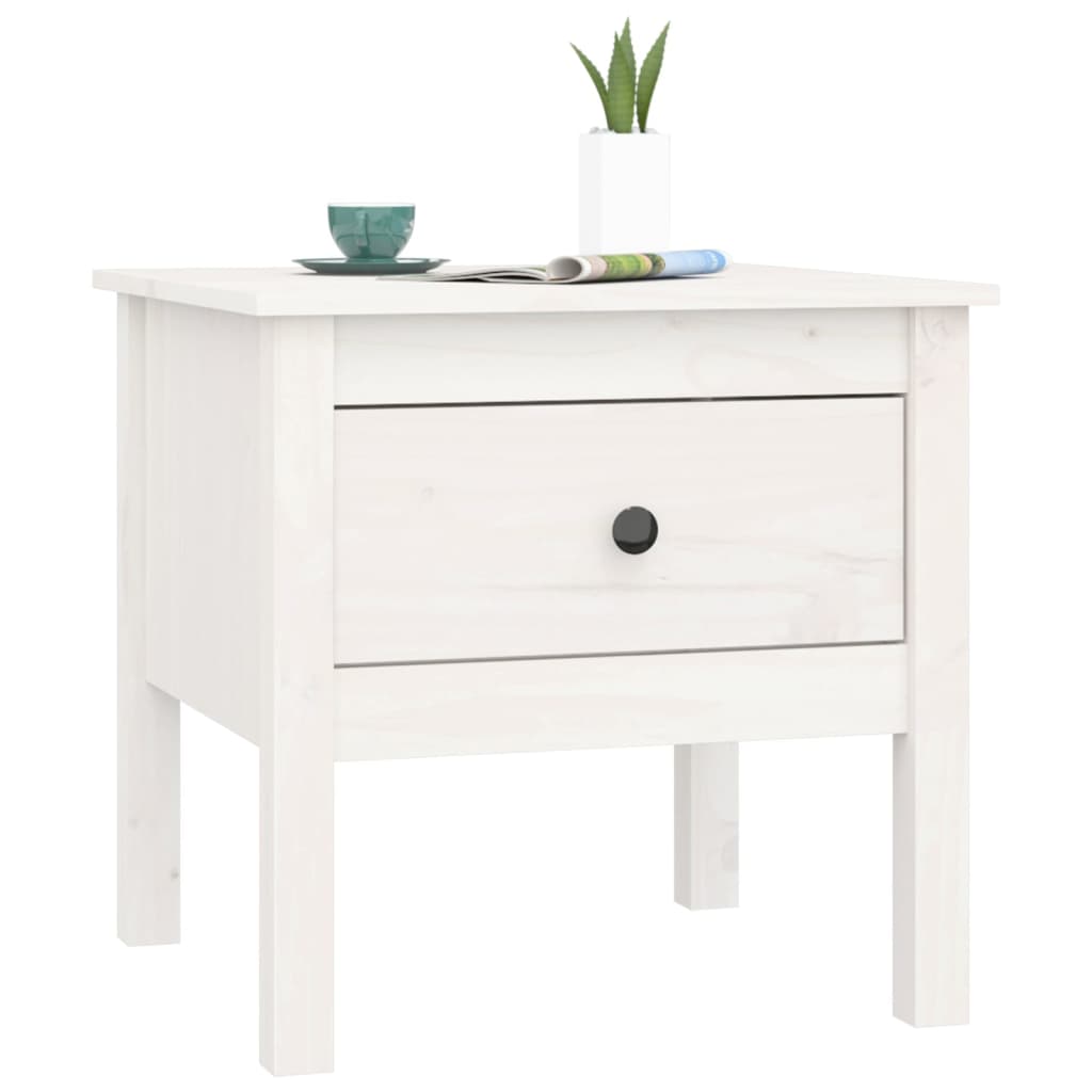 Sidobord Vit 2 st 50x50x49 cm massivt furuträ