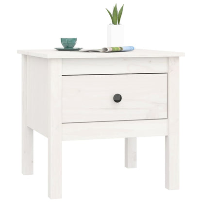 Sidobord Vit 2 st 50x50x49 cm massivt furuträ