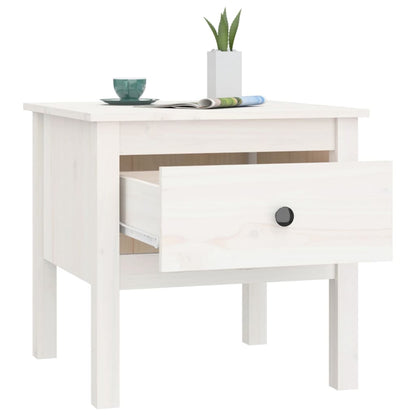 Sidobord Vit 2 st 50x50x49 cm massivt furuträ
