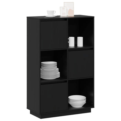 Skåp Svart 74x35x117 cm massiv furu