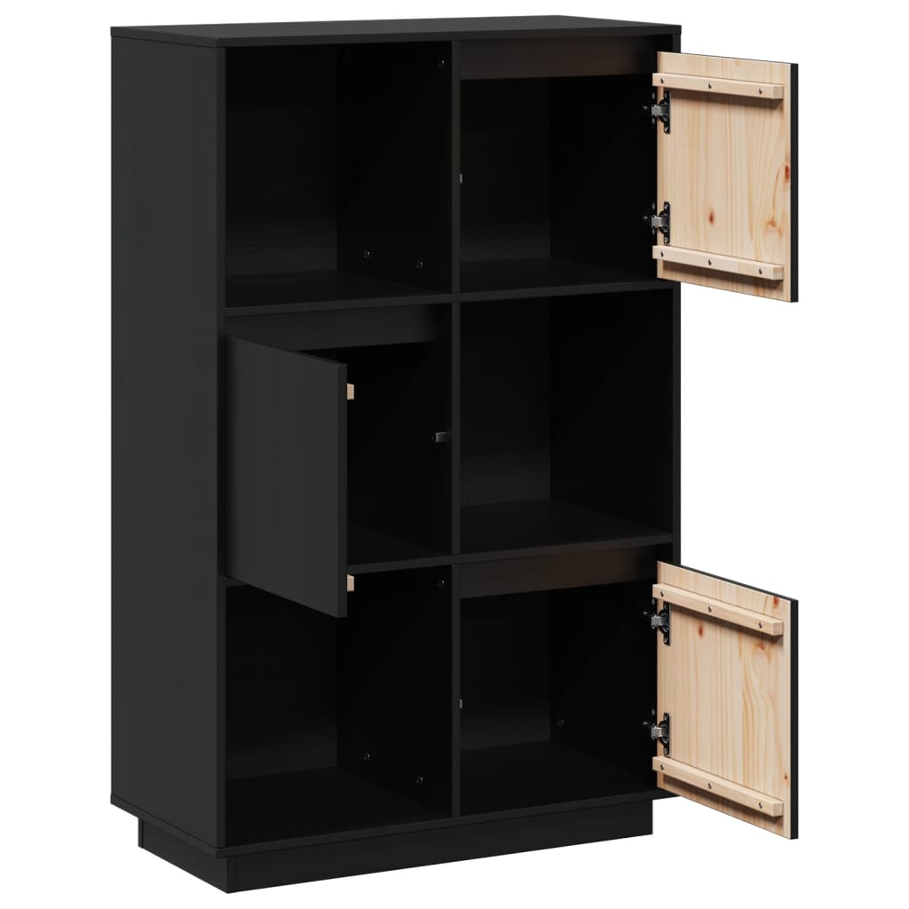 Skåp Svart 74x35x117 cm massiv furu