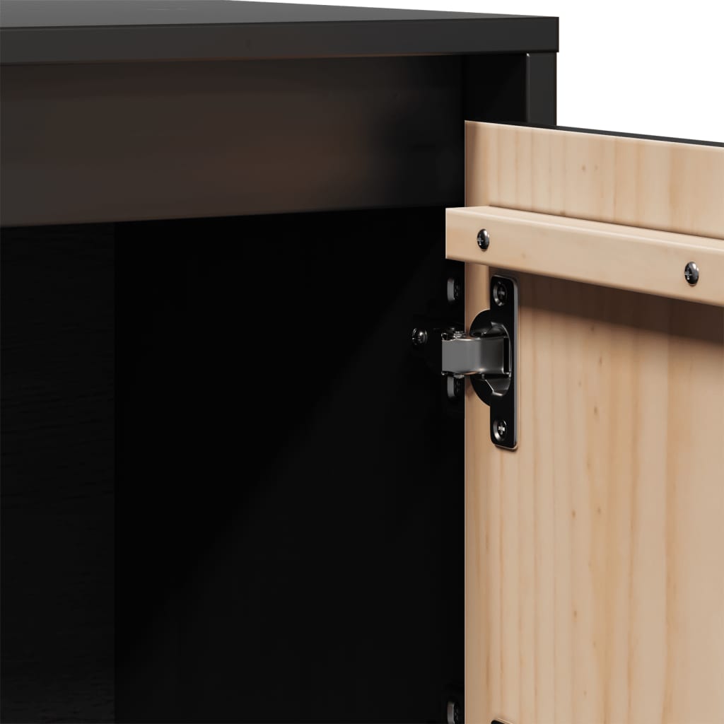 Skåp Svart 74x35x117 cm massiv furu