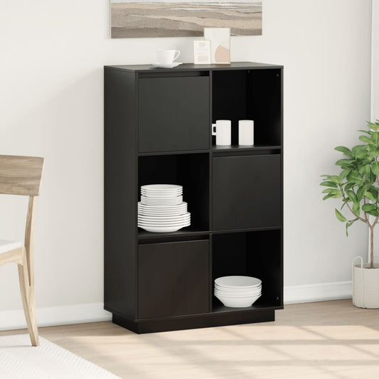Skåp Svart 74x35x117 cm massiv furu