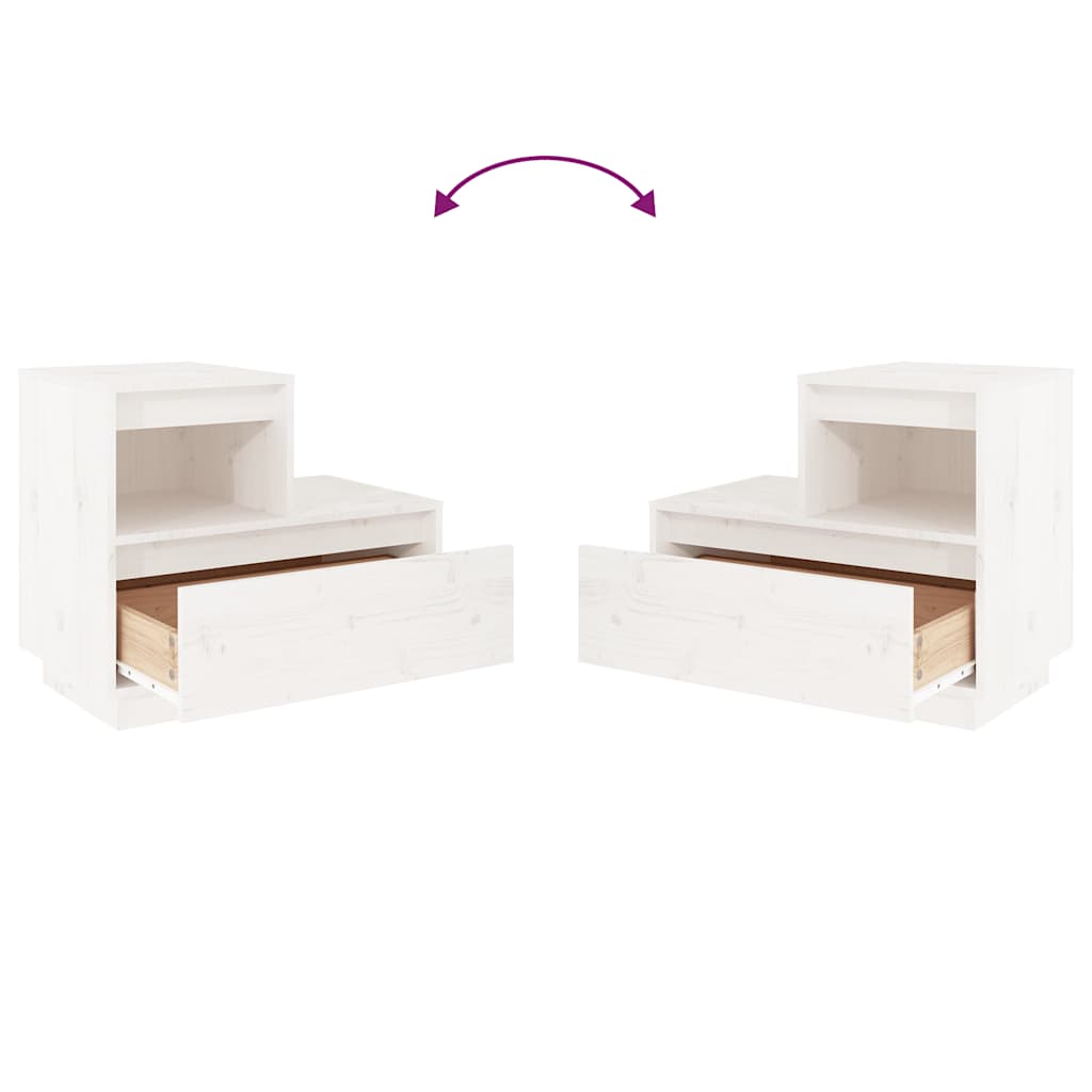 Sängbord 2 st vit 60x34x51 cm massiv furu