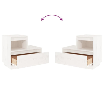 Sängbord 2 st vit 60x34x51 cm massiv furu