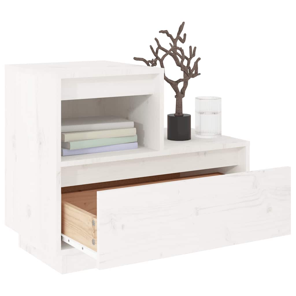 Sängbord 2 st vit 60x34x51 cm massiv furu
