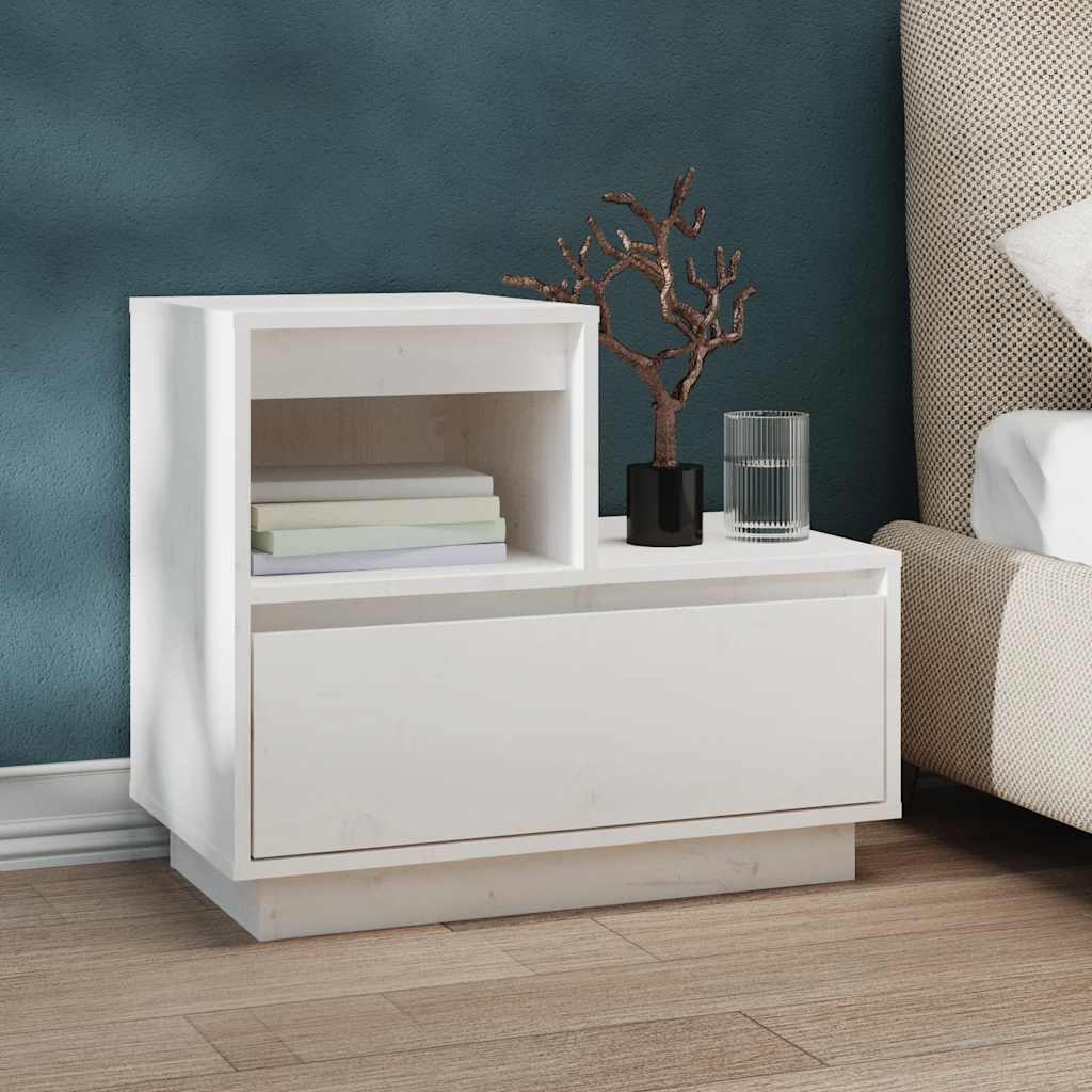 Sängbord 2 st vit 60x34x51 cm massiv furu