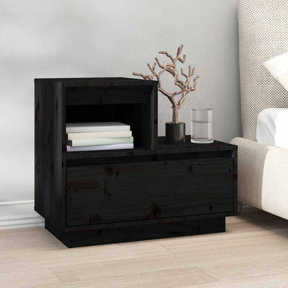 Sängbord 2 st svart 60x34x51 cm massiv furu