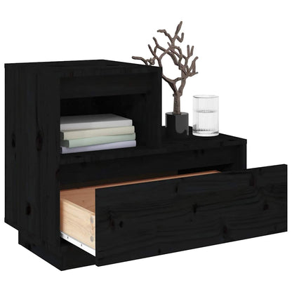 Sängbord 2 st svart 60x34x51 cm massiv furu