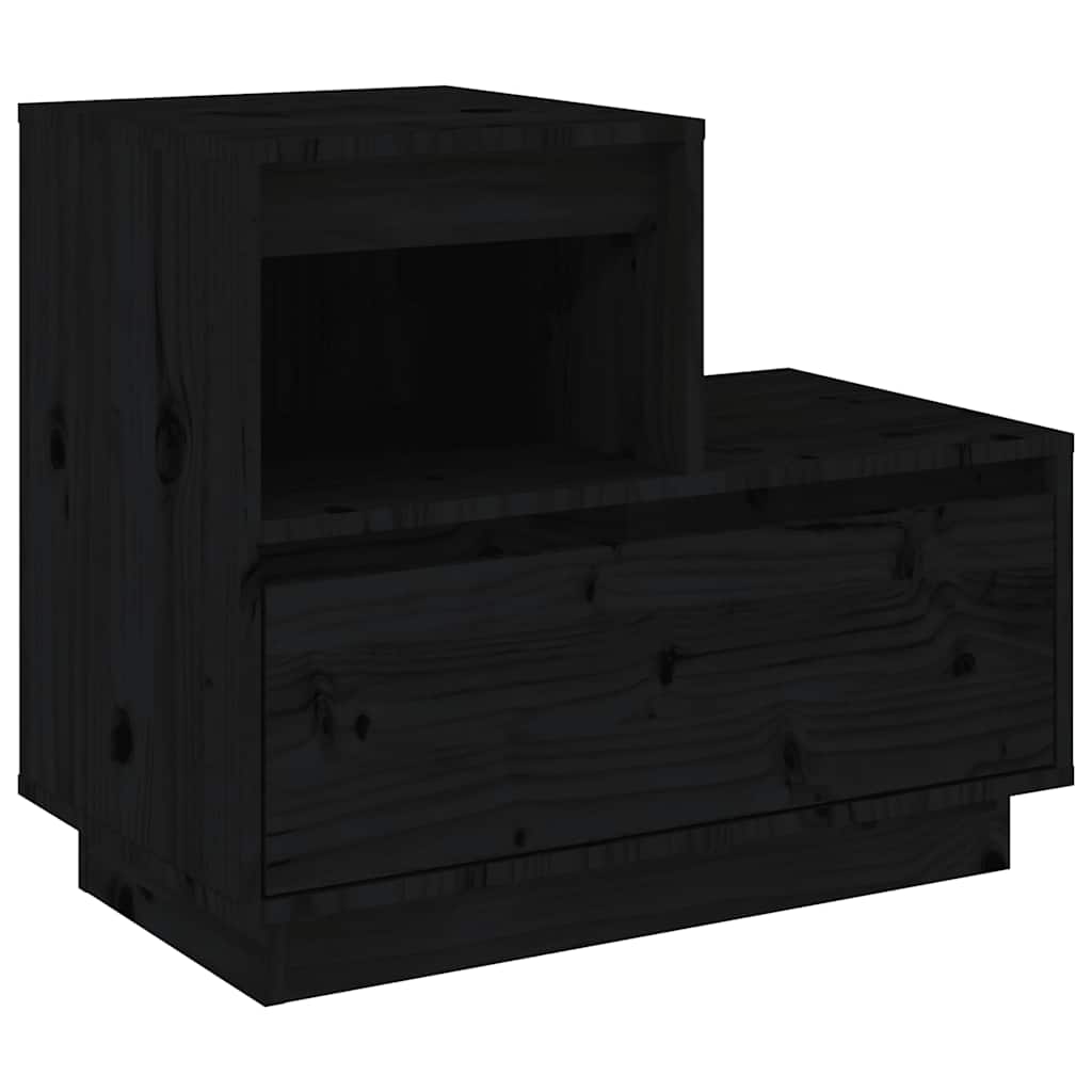 Sängbord 2 st svart 60x34x51 cm massiv furu