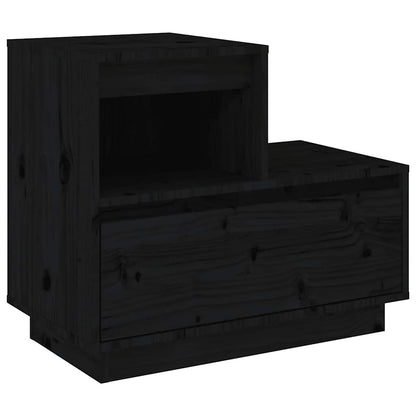 Sängbord 2 st svart 60x34x51 cm massiv furu