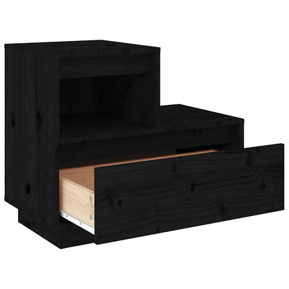 Sängbord 2 st svart 60x34x51 cm massiv furu