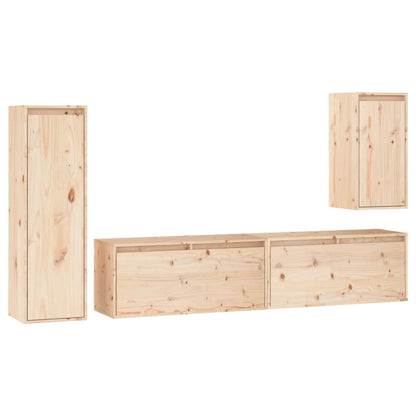 Tv-bänk 4 st massiv furu