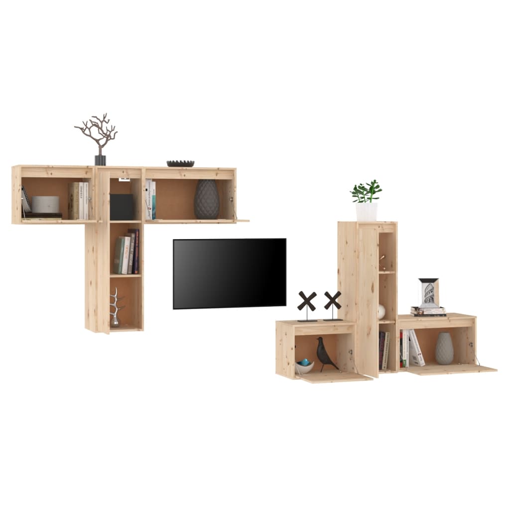XXXXX TV-Möbel Trä TV-Bänk 6 st massiv furu