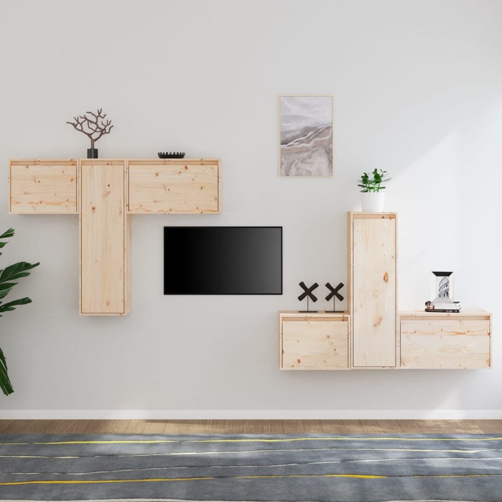 XXXXX TV-Möbel Trä TV-Bänk 6 st massiv furu