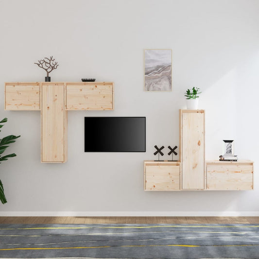 XXXXX TV-Möbel Trä TV-Bänk 6 st massiv furu