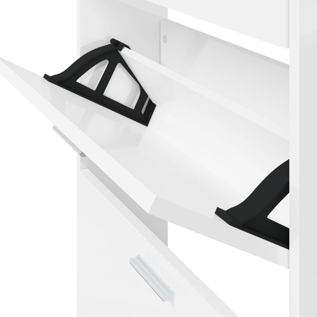 Skoställ Högglans Vit Skoskåp 59x17x169 cm